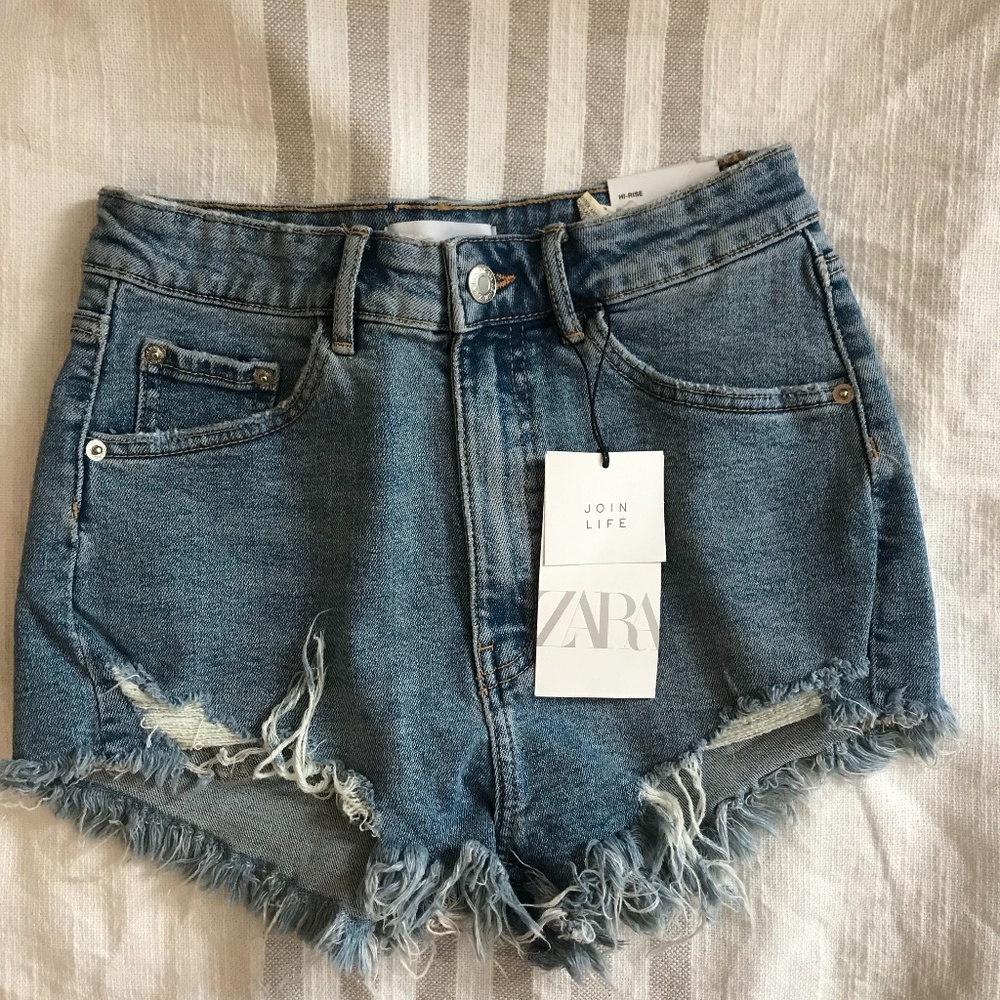 Zara Hi Rise Denim Shorts TRF